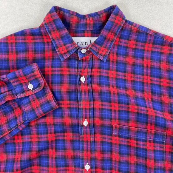 Frank & Eileen Other - Frank & Eileen Luke Mens Medium Red Blue Plaid Italian Cotton Button Front Shirt